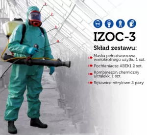 IZOC-3 Ultra+, Indywidualny Zestaw Ochrony Chemicznej, kombinezon do zwalczania Barszczu Sosnowskiego