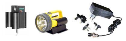 Ładowarki 12-24  + 230V do latarki MICA IL-800 - baza i ładowarka 12-24V + adapter 230V