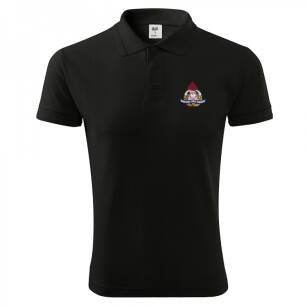 Koszulka strażacka czarna typu POLO (B) z logo PSP i napisem STRAŻ