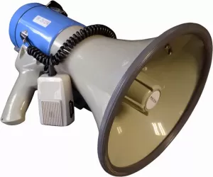 Megafon (tuba elektroakustyczna) z mikrofonem TE 23/20 na pasku + syrena