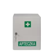 Apteczka przemysłowa pierwszej pomocy VERA1 DIN 13164 w szafce metalowej front
