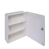 Apteczka przemysłowa pierwszej pomocy VERA1 DIN 13164 w szafce metalowej otwarta