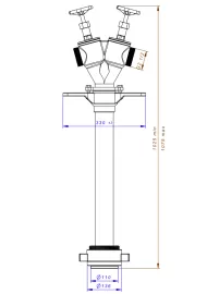 Stojak hydrantowy DN100 podwójny A/BB (2x75), przyłącze DN100, rura DN80 - 2