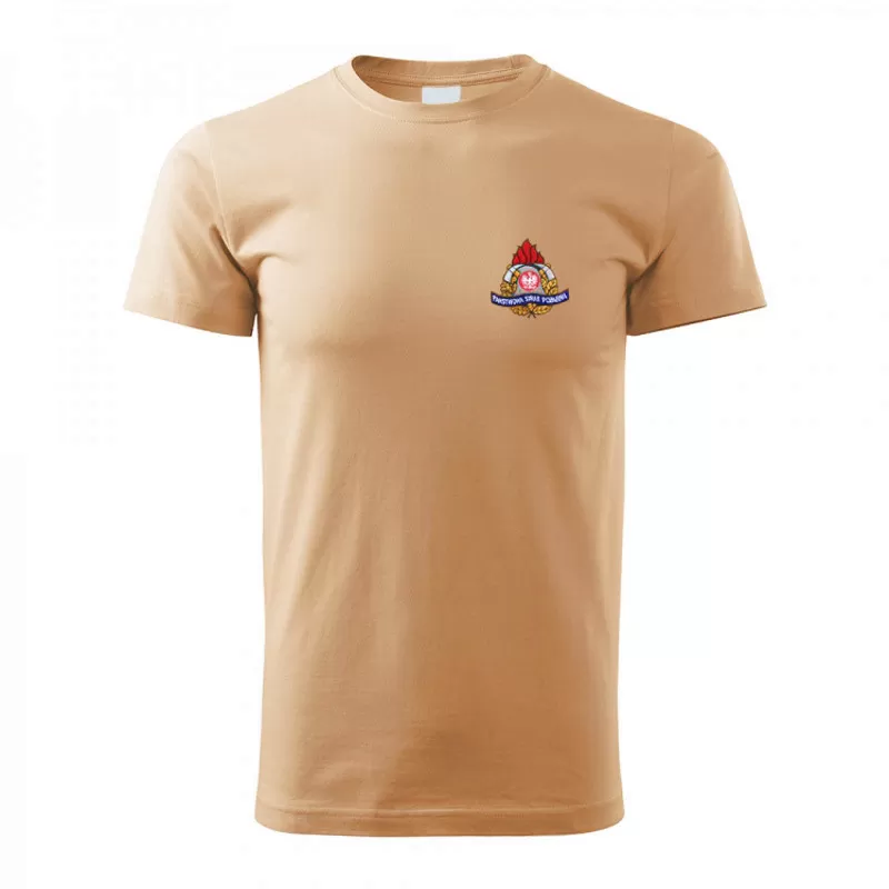 Koszulka strażacka letnia t-shirt piaskowa PSP przodem