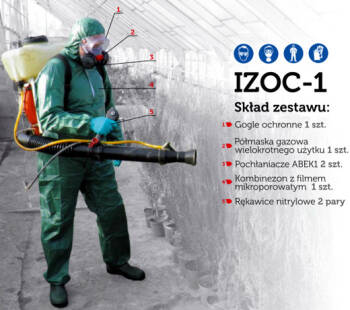IZOC-1 Standard, Indywidualny Zestaw Ochrony Chemicznej, kombinezon do zwalczania Barszczu Sosnowskiego opis
