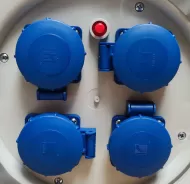 Przedłużacz zwijany 1-fazowy 50m, IP-55, 4x230V, guma 3x2.5, termik, max 4,6KW - 2
