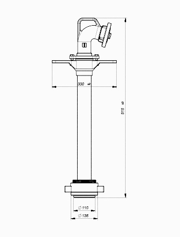 Stojak hydrantowy DN100 pojedynczy A/B (1x75), przyłącze DN100, rura DN80 schemat